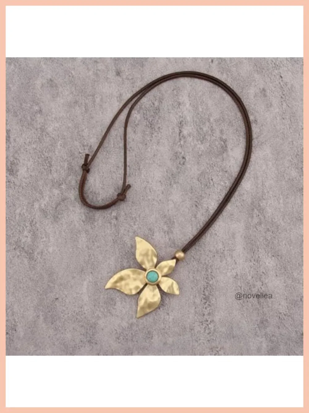 Faux Leather Turquoise Pendant Necklace Boho Chunky Circle Choker